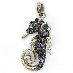 Purple Rhinestone Seahorse Pendant – Ocean-Inspired Statement Charm